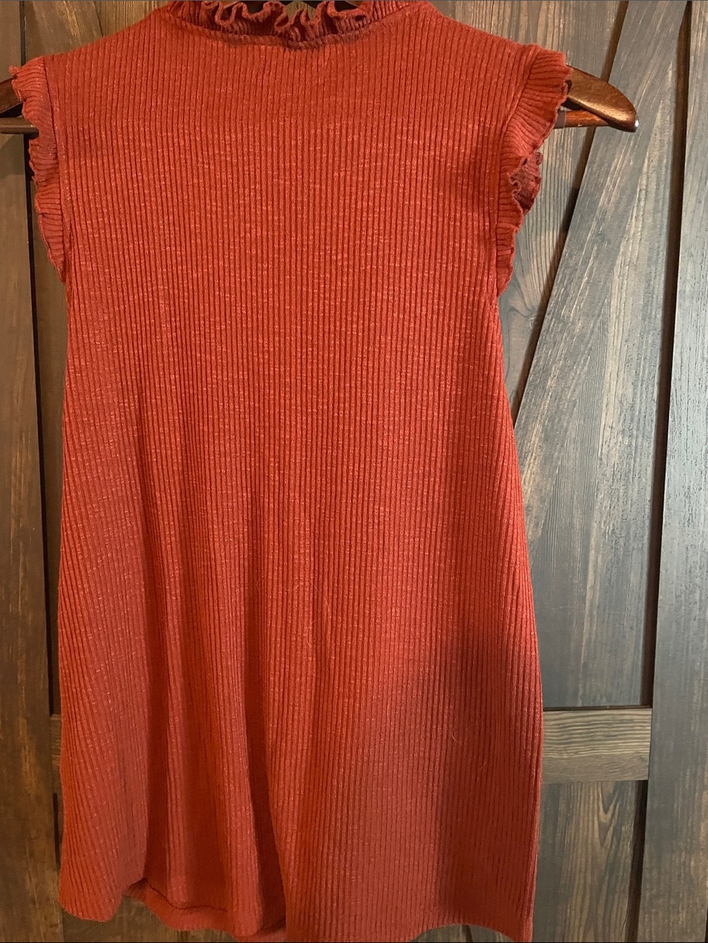 Maurices Rust Ribbed Ruffle Mock Neck Tank - Picture 4 of 4